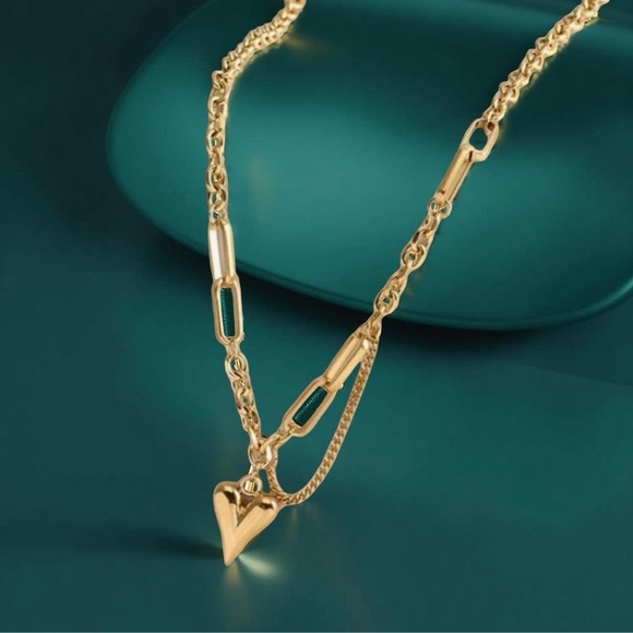 Retro Jez Heart Chain Pendant Necklace - Picture 1 of 4